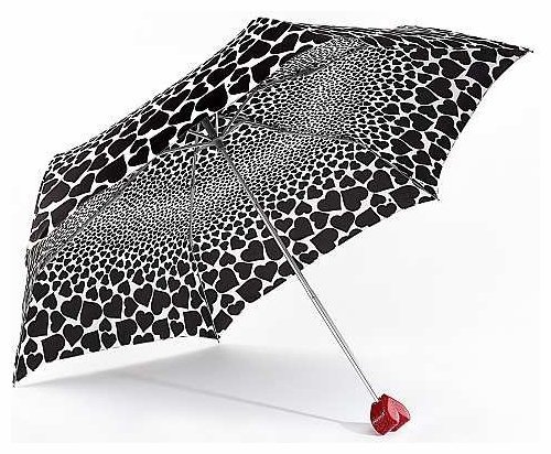 Зонт женский Fulton L926 Curio-2 UV Falling Hearts (Складной, механика, черно-белый с принтом сердец) 94147 modnotak фото №4