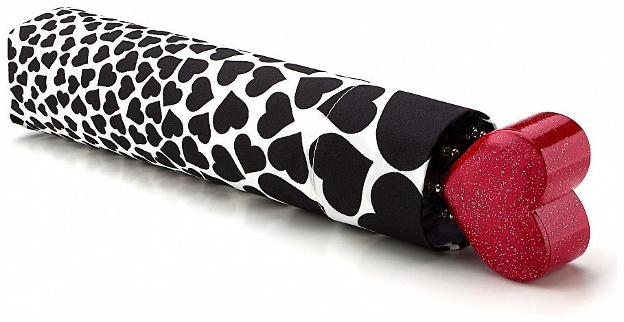 Зонт женский Fulton L926 Curio-2 UV Falling Hearts (Складной, механика, черно-белый с принтом сердец) 94147 modnotak фото №5