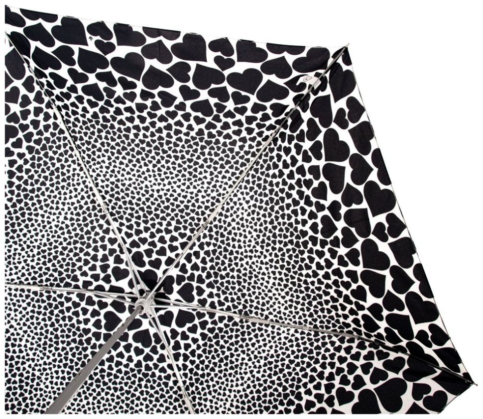 Зонт женский Fulton L926 Curio-2 UV Falling Hearts (Складной, механика, черно-белый с принтом сердец) 94147 modnotak фото №7