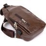 Темно-коричневая мужская сумка-рюкзак через плечо на два отделения кожзама Vintage (20560) - 3