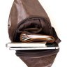 Темно-коричневая мужская сумка-рюкзак через плечо на два отделения кожзама Vintage (20560) - 4