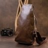 Темно-коричневая мужская сумка-рюкзак через плечо на два отделения кожзама Vintage (20560) - 7