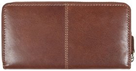 Женский кожаный кошелек из гладкой кожи с RFID-защитой коричневого цвета Ashwood T90 94247 (на молнии)