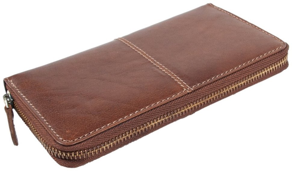 Женский кожаный кошелек из гладкой кожи с RFID-защитой коричневого цвета Ashwood T90 94247 (на молнии) modnotak фото №3