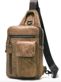 Светло-коричневая сумка через плечо из натураьной кожи Vintage (20096)