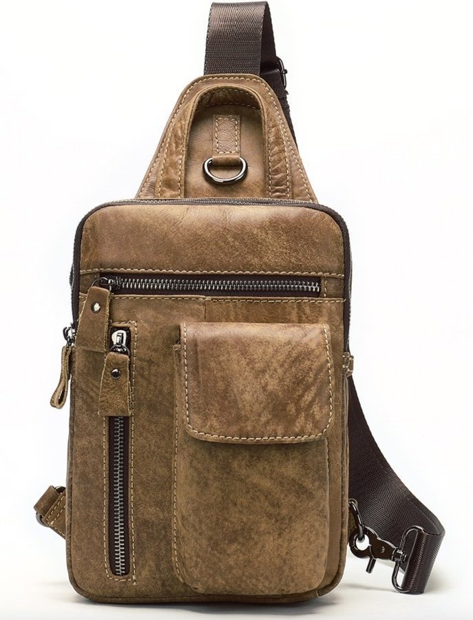 Світло-коричнева сумка через плече з натураьной шкіри Vintage (20096)