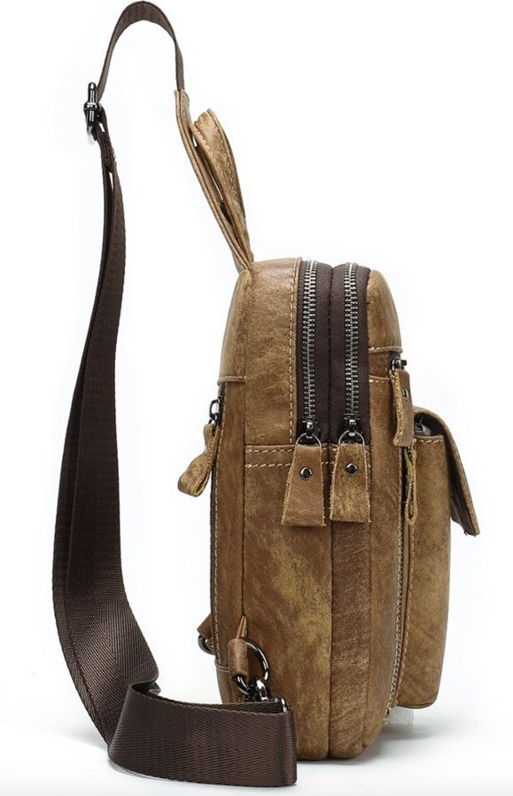 Світло-коричнева сумка через плече з натураьной шкіри Vintage (20096)
