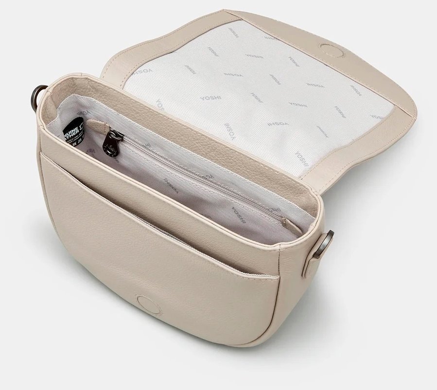 Женская кожаная сумка кросс-боди светло-серого цвета с вышивкой "цветы и птичка колибри" Yoshi (Великобритания) 94447 modnotak фото №4