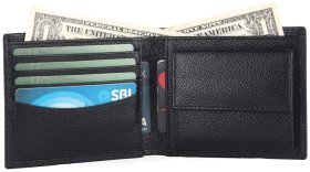 Мужское портмоне без застежки из фактурной кожи Brampton London Plutus 94547 черного цвета