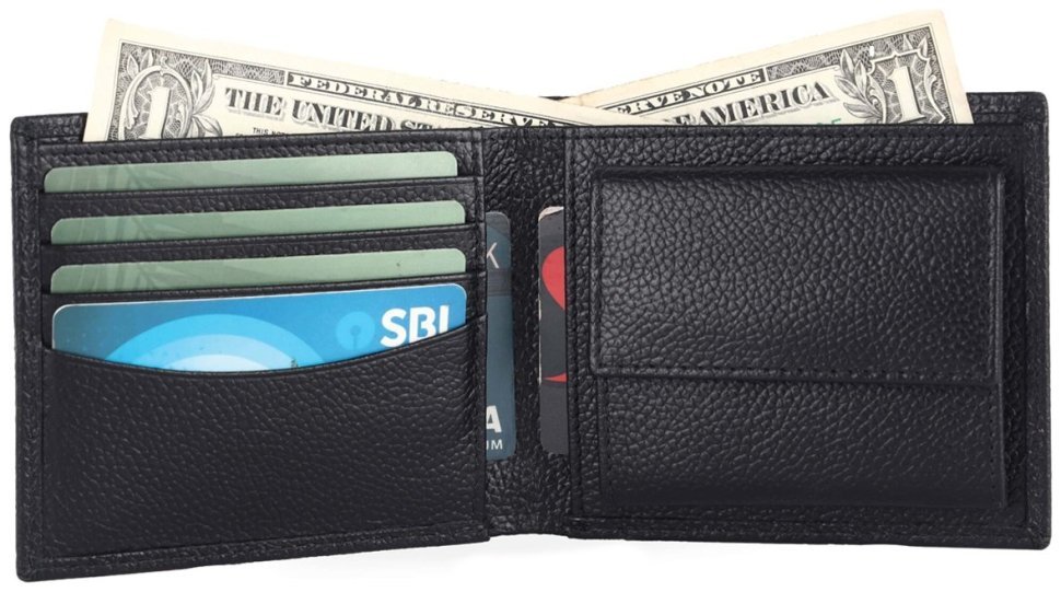 Мужское портмоне без застежки из фактурной кожи Brampton London Plutus 94547 черного цвета modnotak фото №2