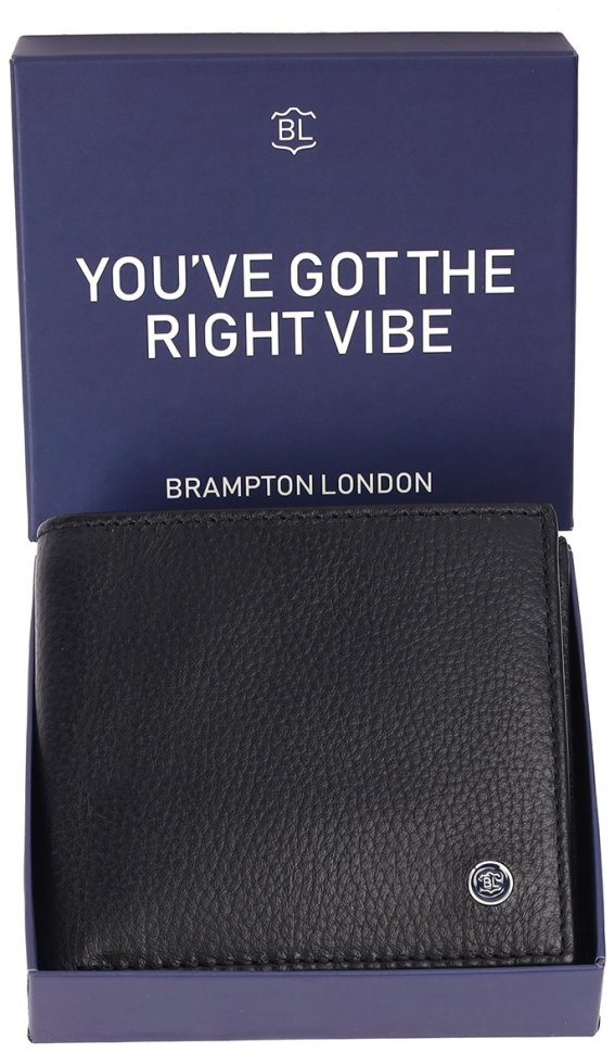 Мужское портмоне без застежки из фактурной кожи Brampton London Plutus 94547 черного цвета modnotak фото №5