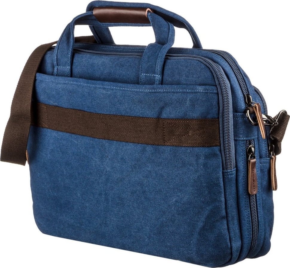 Синя сумка з якісного текстилю для ноутбука Vintage (20184)