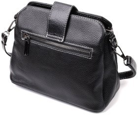 Стильная женская сумка из натуральной кожи с ромбовидным тиснением Vintage 94847 (черная)