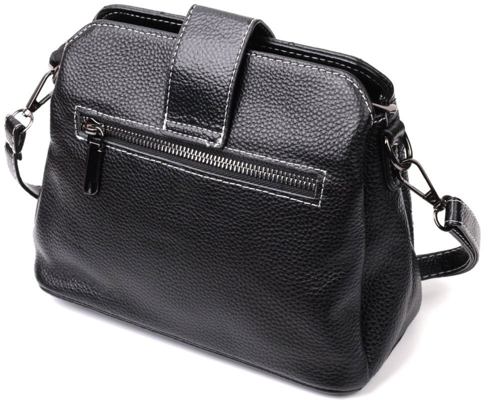 Стильная женская сумка из натуральной кожи с ромбовидным тиснением Vintage 94847 (черная) фото №2 Стильная женская сумка из натуральной кожи с ромбовидным тиснением Vintage 94847 (черная) modnotak фото №2