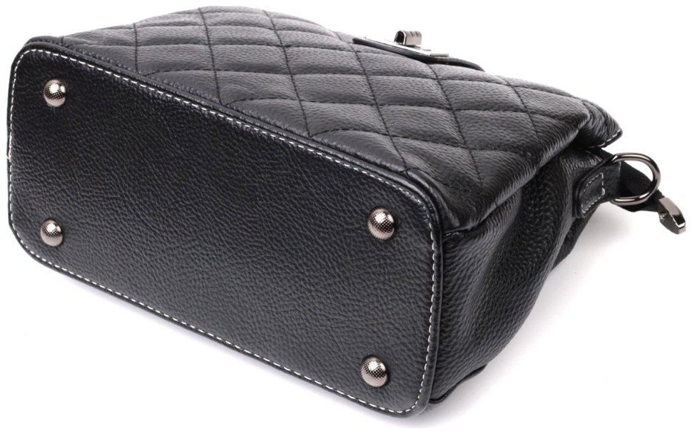 Стильная женская сумка из натуральной кожи с ромбовидным тиснением Vintage 94847 (черная) фото №5 Стильная женская сумка из натуральной кожи с ромбовидным тиснением Vintage 94847 (черная) modnotak фото №5