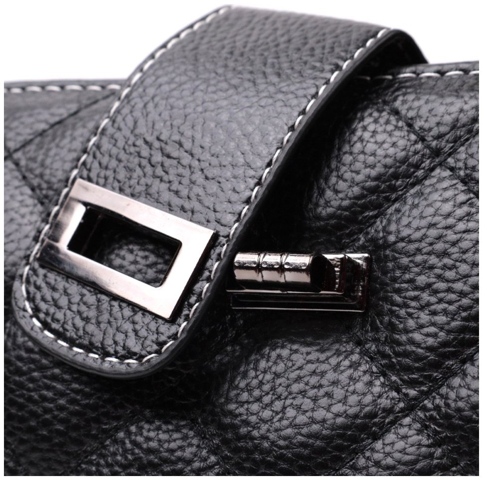 Стильная женская сумка из натуральной кожи с ромбовидным тиснением Vintage 94847 (черная) фото №6 Стильная женская сумка из натуральной кожи с ромбовидным тиснением Vintage 94847 (черная) modnotak фото №6