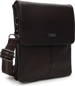 Маленькая мужская сумка через плечо из гладкой кожи коричневого цвета Ricco Grande (21385)