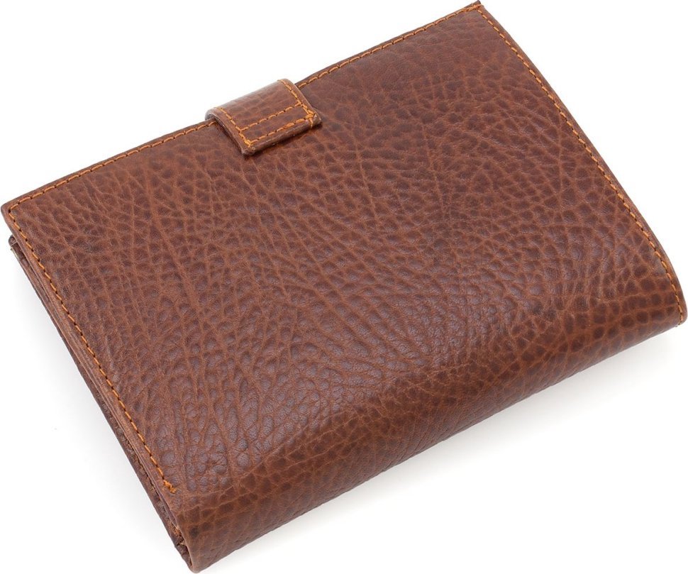 Светло-коричневое мужское портмоне из натуральной кожи с блоком под документы KARYA (55947)