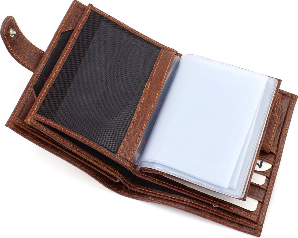 Світло-коричневе чоловіче портмоне із натуральної шкіри з блоком під документи KARYA (55947)