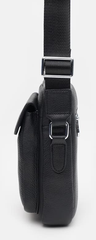 Мужская качественная кожаная сумка-планшет черного цвета Ricco Grande (19278)