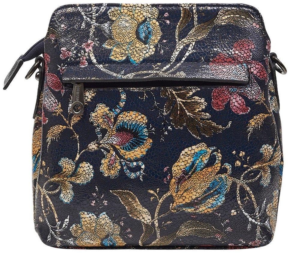 Фактурная кожаная женская сумка с узорами цветов Desisan 106747 синего цвета modnotak фото №4