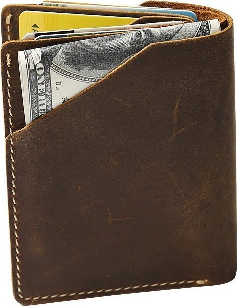 Компактний чоловічий гаманець із вінтажної шкіри коричневого кольору Vintage (2420064)