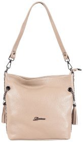 Бежевая мягкая сумка для женщин на повседнев из фактурной кожи Desisan 106847