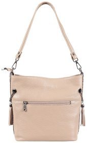 Бежевая мягкая сумка для женщин на повседнев из фактурной кожи Desisan 106847