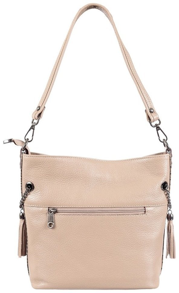 Бежевая мягкая сумка для женщин на повседнев из фактурной кожи Desisan 106847 modnotak фото №2