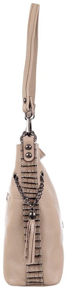 Бежевая мягкая сумка для женщин на повседнев из фактурной кожи Desisan 106847 modnotak фото №4