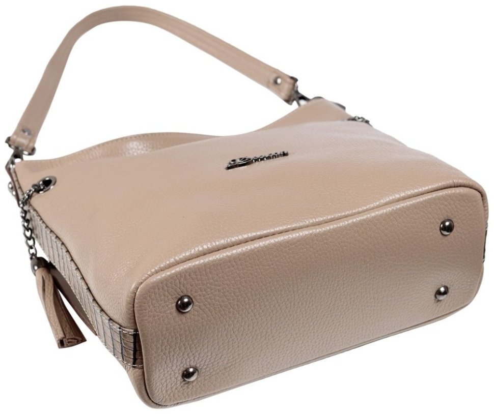 Бежевая мягкая сумка для женщин на повседнев из фактурной кожи Desisan 106847 modnotak фото №5