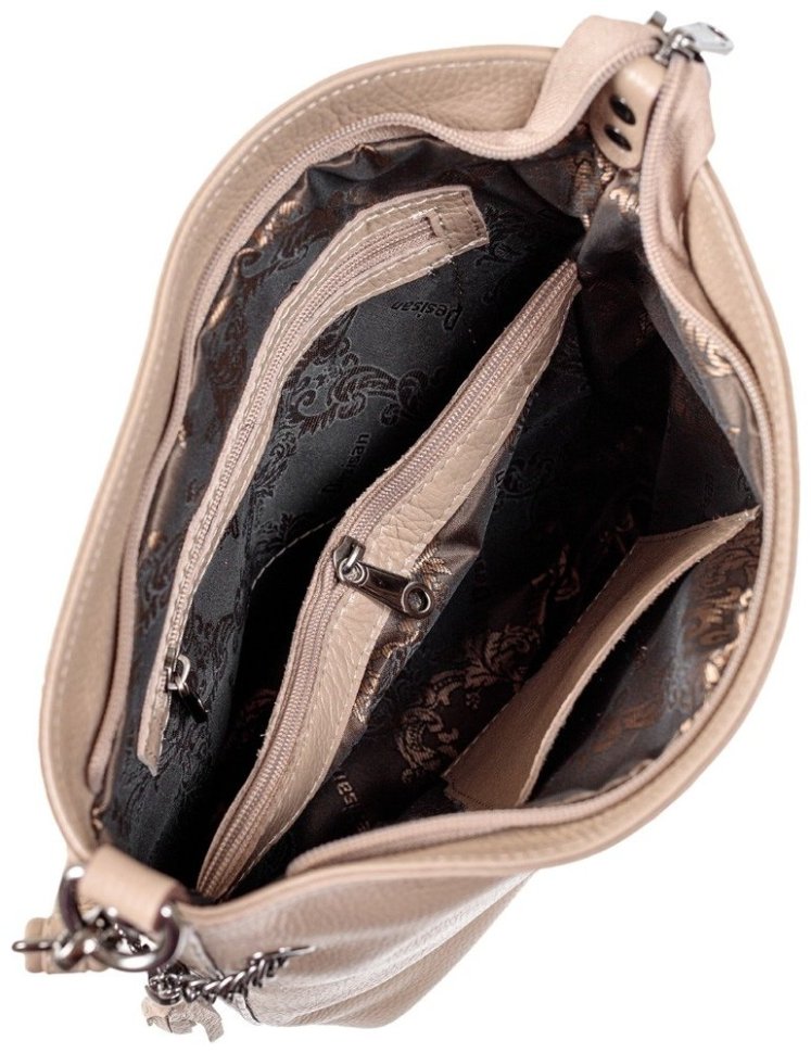 Бежевая мягкая сумка для женщин на повседнев из фактурной кожи Desisan 106847 modnotak фото №6