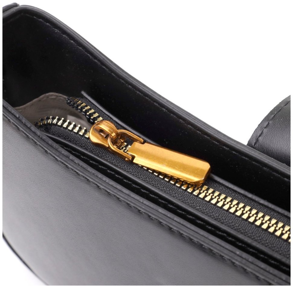 Городская женская сумка кроссбоди через плечо из качественного кожзама Vintage черного цвета 96947 modnotak фото №4