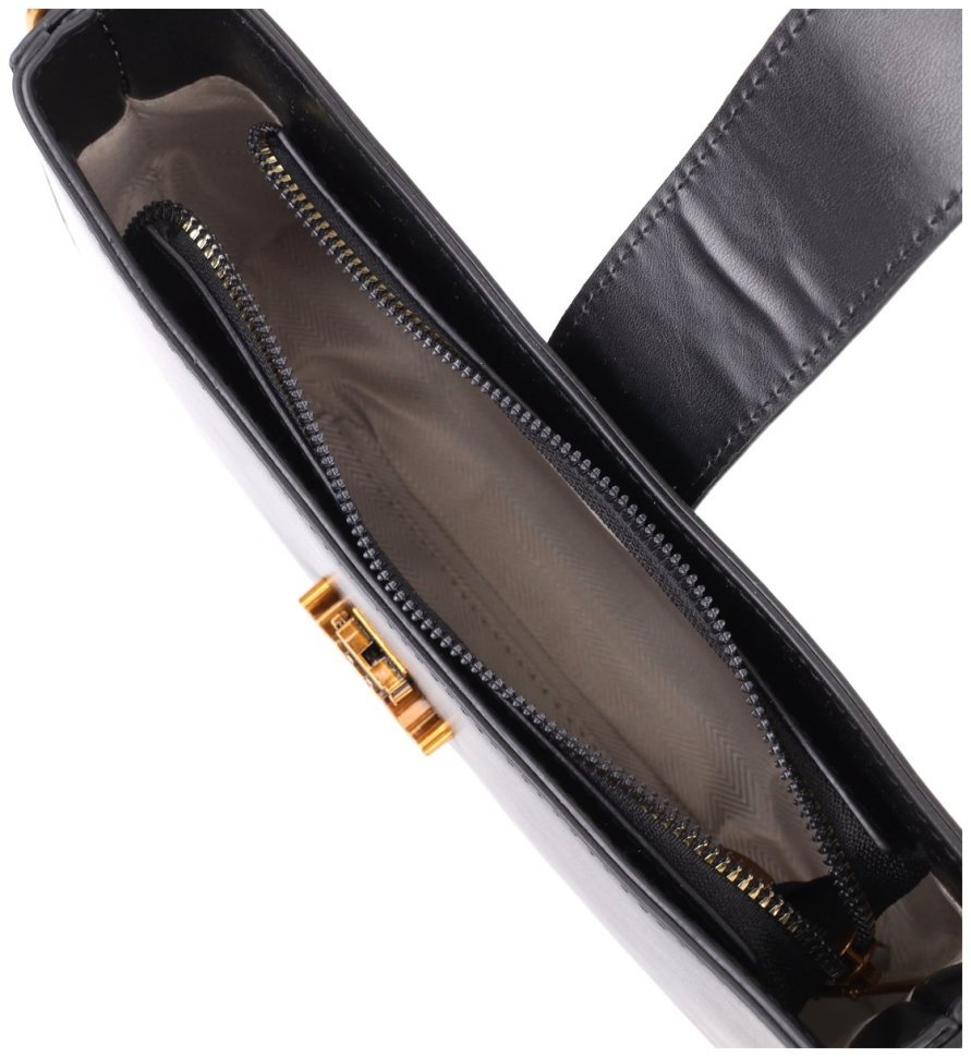 Городская женская сумка кроссбоди через плечо из качественного кожзама Vintage черного цвета 96947 modnotak фото №5