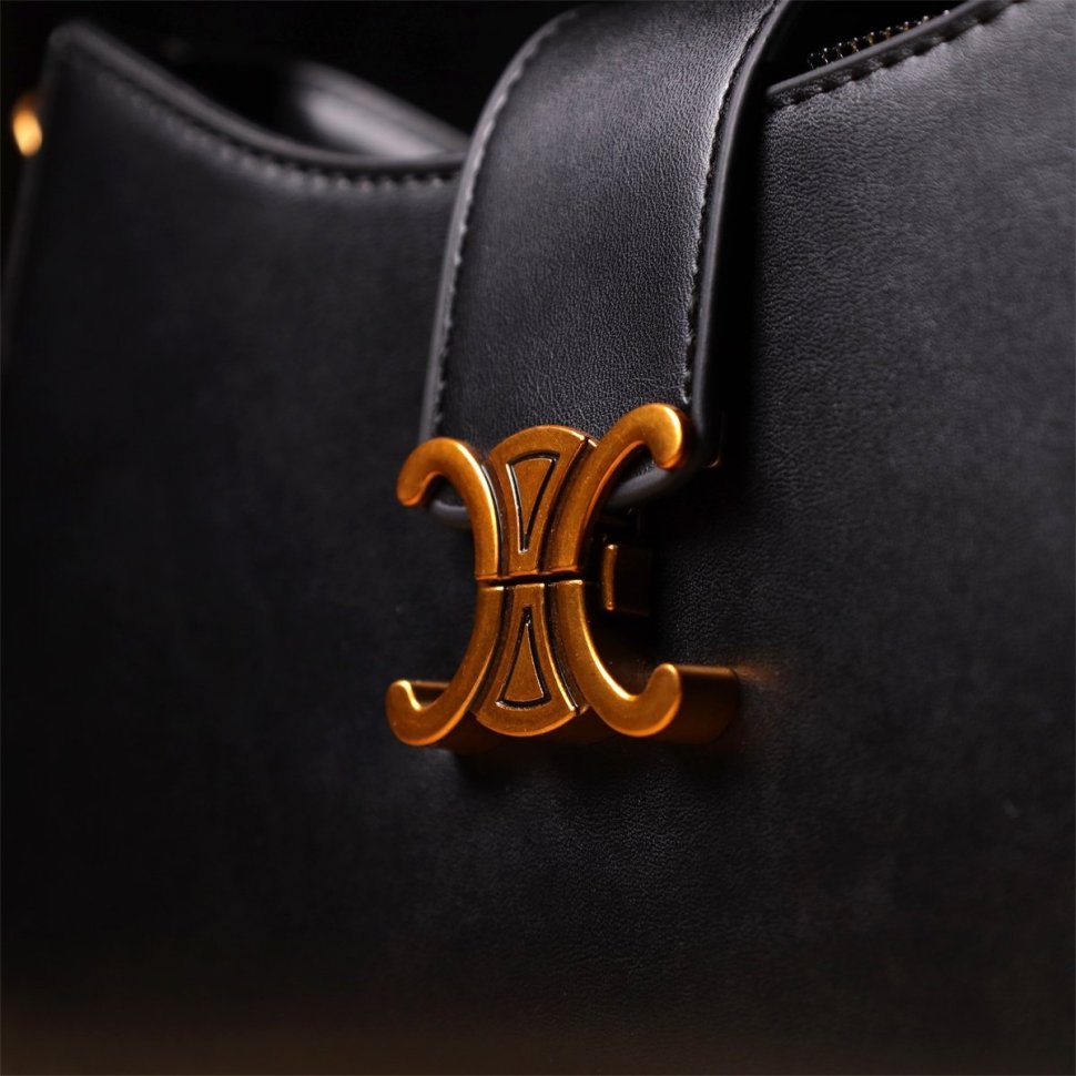 Городская женская сумка кроссбоди через плечо из качественного кожзама Vintage черного цвета 96947 modnotak фото №9