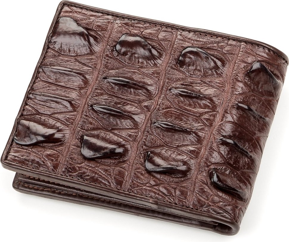 Коричневое портмоне из натуральной кожи крокодила CROCODILE LEATHER (024-18187)