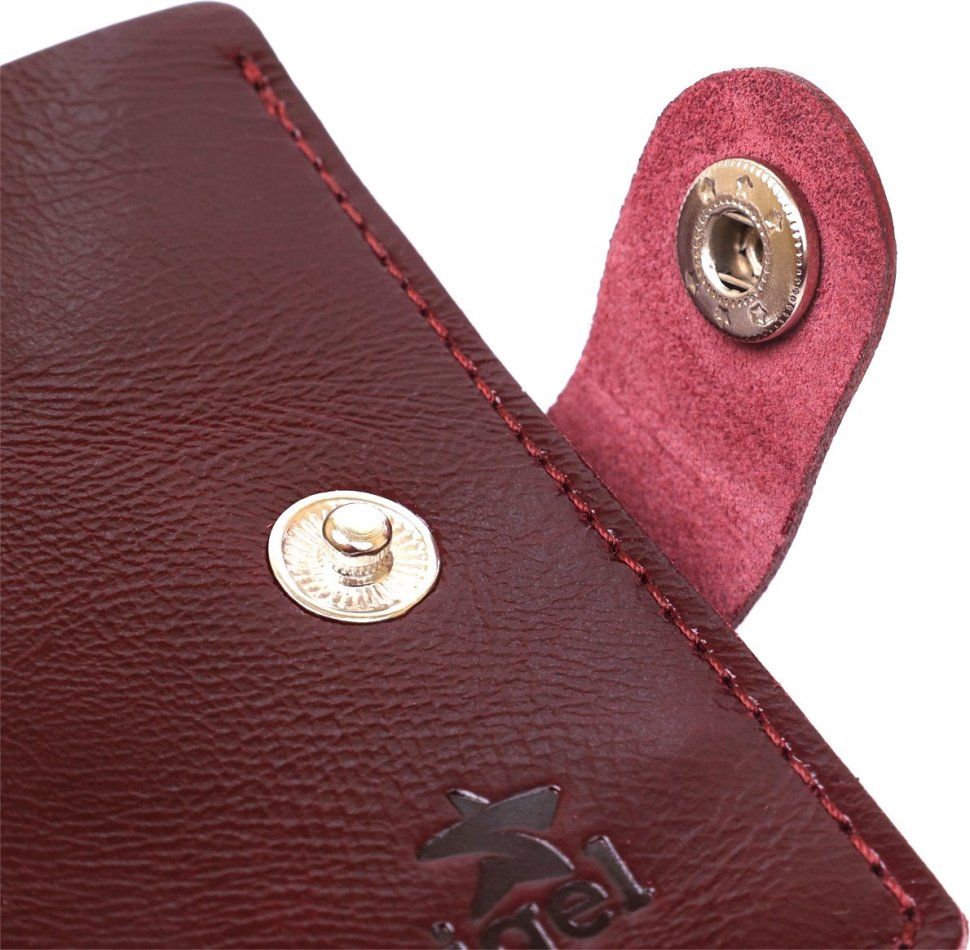 Бордовый женский кошелек двойного сложения из гладкой кожи Shvigel (2416442)