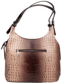 Ділова жіноча сумка зі шкіри з фактурою під крокодила Desisan 107247 бежевого кольору