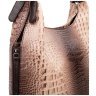 Деловая женская сумка из кожи с фактурой под крокодила Desisan 107247 бежевого цвета modnotak фото - 6