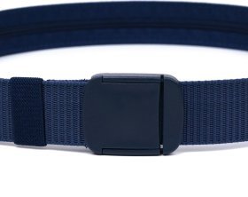 Практичный текстильный мужской ремень синего цвета с пряжкой-автомат Vintage (2420590)