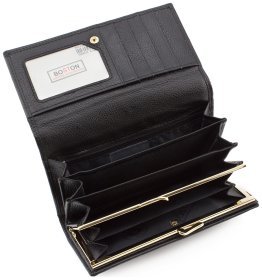Чорний гаманець з монетницьою на клямці і блоком для карт BOSTON (16249)