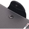 Сірий гаманець із натуральної шкіри флотар із хлястиком на кнопці KARYA (2421349) - 3
