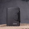 Сірий гаманець із натуральної шкіри флотар із хлястиком на кнопці KARYA (2421349) - 7