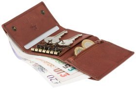 Кожаная ключница коричневого цвета на кнопках Visconti 77347