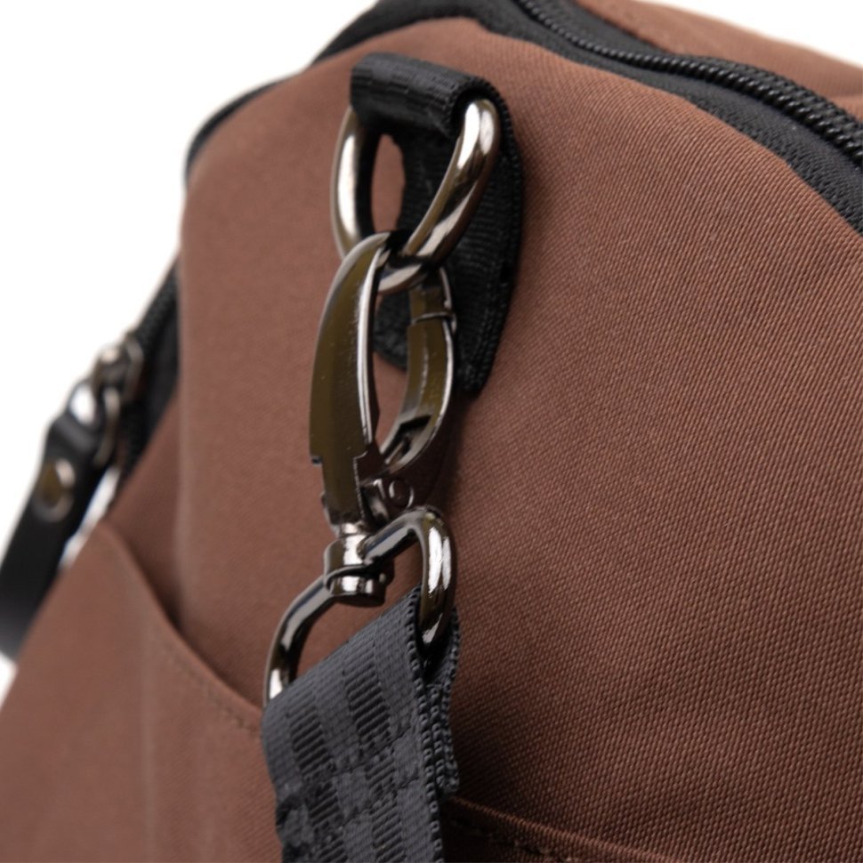Вместительная спортивная сумка из плотного текстиля в коричневом цвете Vintage (20643)