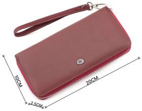 Бордовый кожаный кошелек большого размера на молнии ST Leather (16407)