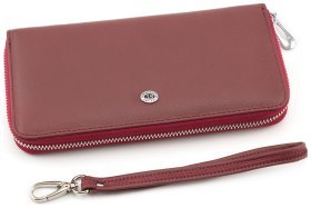 Бордовый кожаный кошелек большого размера на молнии ST Leather (16407)