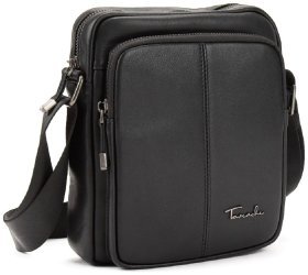 Черная добротная мужская сумка-планшет из натуральной кожи Tavinchi 77547