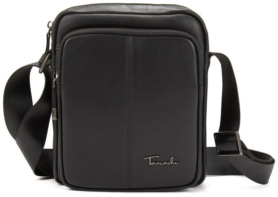 Чорна добротна чоловіча сумка-планшет із натуральної шкіри Tavinchi 77547