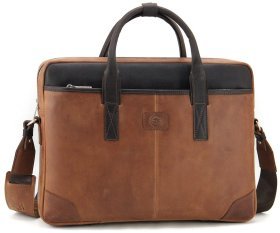 Чоловіча сумка для ноутбука до 15 дюймів з вінтажної шкіри рудого кольору Tom Stone 77747